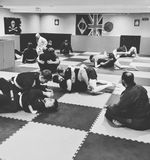 A Jiu Jitsu class happening in Petherwick Jiu Jitsu' Dojo